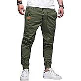 JMIERR Mens Casual Joggers Pants - Cotton Drawstring Chino Cargo Pants Hiking Outdoor Twill Track Jogging Sweatpants Pants