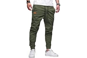 JMIERR Mens Pants Joggers with Pockets Casual Sweatpants Pants Cotton Drawstring Chino Pants Twill Track Jogging Pant
