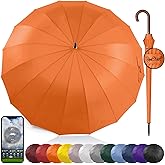 Royal Walk Windproof Large Umbrella for Rain 54 Inch Automatic Open for 2 Persons Wind Resistant Big Golf Umbrellas for Adult Men Women Classic Wooden Handle Fast Drying Strong 16 Ribs Travel 120cm