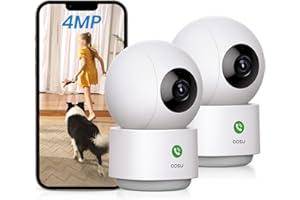 AOSU 4MP Security Camera Indoor - 2.5K Baby Monitor Pet Camera 360° for Home Security, WiFi Camera with 5/2.4 GHz Wi-Fi Route