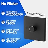 Thyristor LED Dimmer Switch 5-200W AC200-240V Black Memory Function view 2