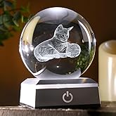 ZRENJHUS 80mm Cat Lover Gifts for Women 3D Night Light Cat Crystal Ball Decor Kitten Collectibles Stuff for Room Decor with Colorful Touch Light Base