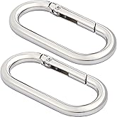 STSTR 2PCS Oval Spring Ring Clips, Metal Keyring Purse Clip, Heavy Duty Opening O Ring Carabiner for Keychains (1.97 × 0.94 Inch)