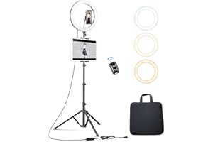 Elitehood 12’’ Ring Light with Tripod Stand (72’’ Tall) & iPad/Phone Holder, Dimmable Selfie Circle LED Lights Ringlight for Video Recording, Conference, Makeup, Laptop, Computer, Webcam, YouTube