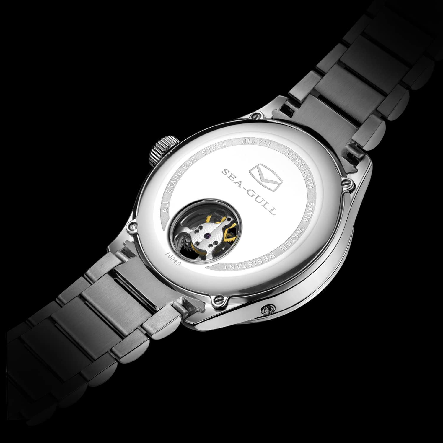 SEA-GULL Orologio Bauhaus Uomo Automatico – Quadrante Con Sottoquadrante Incassato, Movimento Meccanico ST17, Design Elegante - 4