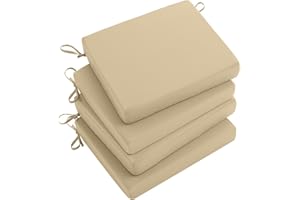 Qirroboni Outdoor Chair Cushion Set of 4, Waterproof Square Corner Seat Cushions for Patio Furniture, Color Fastness Garden Couch Pads, 18.5" x 16" x 3", Indoor Dining Chair Pad Set, Khaki