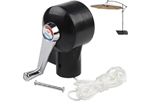 Umbrella Crank Replacement Parts Easy Installation Patio Umbrella Crank Handle with 11.3ft Rope & Screws Black Outdoor Replac