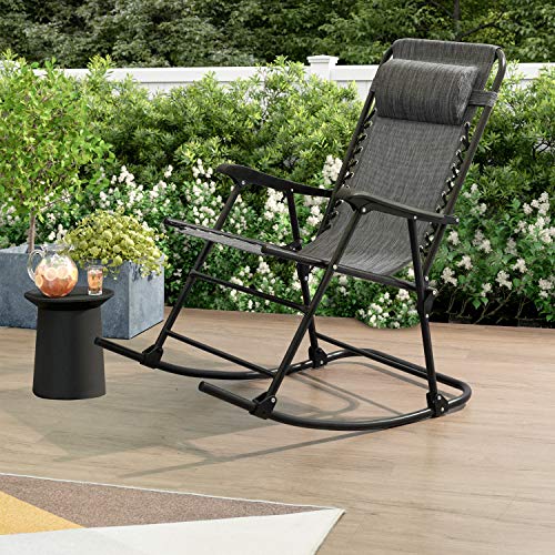 Devoko Patio Rocking Zero Gravity Chair Outdoor Wide Recliner Chair for