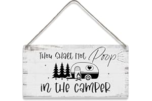 MIGUMUTU Funny Thou Shalt Not Poop in the Camper Quote Sayings Home Wall Decor Wooden Signs Rustic Farmhouse Hanging Wall Plaque Sign Camp Gift