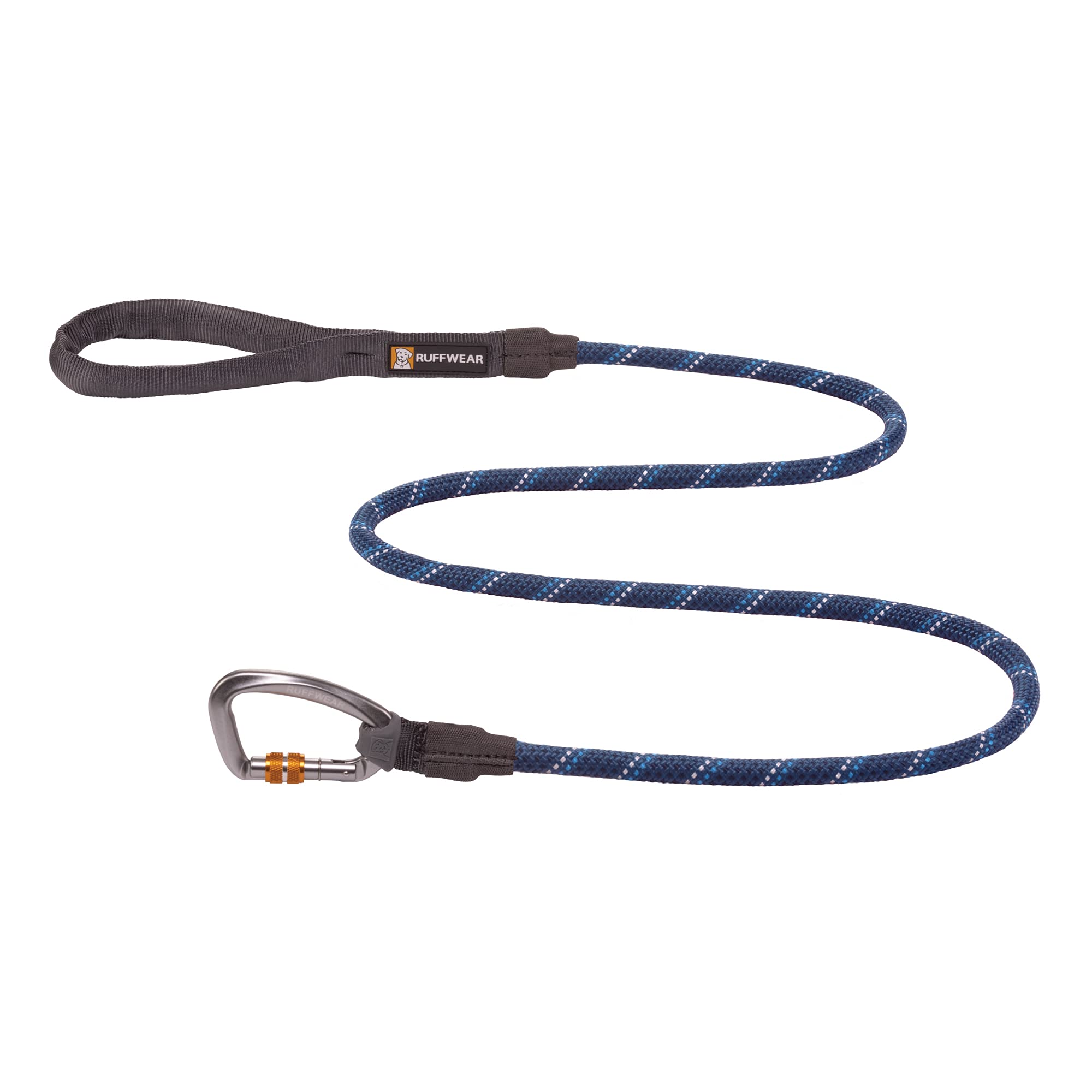 RUFFWEAR Knot-a-Leash, Reflective Rope Dog Lead with Locking Carabiner, 5ft (1.5m) Long, 11mm Thick, Blue Moon