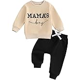 FOCUSNORM Toddler Baby Boy Fall Outfit Mama's Boy Letter Embroidery Sweatshirt Top Elastic Pants Set Cute 2pcs Winter Clothes