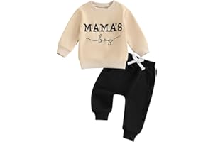 FOCUSNORM Toddler Baby Boy Fall Outfit Mama's Boy Letter Embroidery Sweatshirt Top Elastic Pants Set Cute 2pcs Winter Clothes