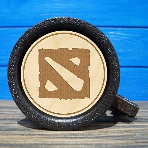 DotA Wooden Beer Mug, Gamer Engraved Beer Mug Gift, DotA Mug, Handmade Wooden Mug