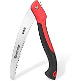 HURRICANE Folding Saw/10 Inch Pruning Implement/Wood-Cutting Gear/Camping Tree Cutter with SK5 Curved Blade/Triple-cut Razor Teeth/Outdoor Portable Cutter for Tree Trimming Gardening Hiking