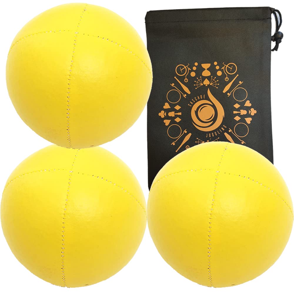 3 x Pro Cascade XL 180g Juggling Balls - Large Sized Quality Thud Beanbags & Bag - Set of 3 Juggling Thuds (Yellow)