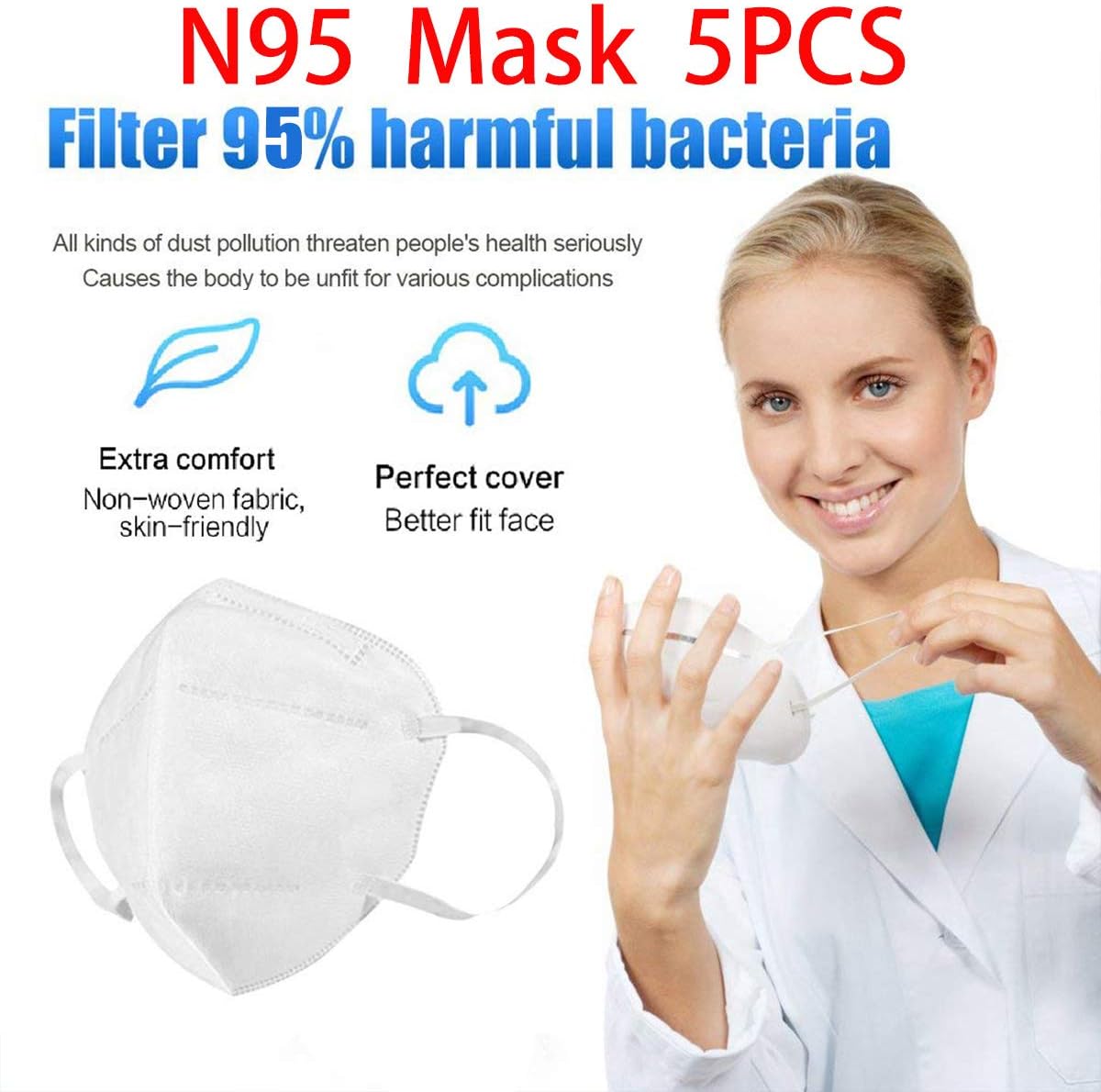 40PCS N95 Particulate Antiviral Mask - Anti-Dust, Smog, Germs for Kids Women Men