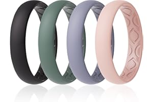 ThunderFit Women Breathable Silicone Promise Rings For Her Wedding Bands - 4mm Wide, 1.5mm Thick, Variety Multipack 1/2/3/4/8