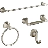 BGL Bathroom Hardware Set Brushed Nickel Adjustable Expandable Towel Bar 4-Piece Bathroom Accessory Set Wall Mounted Robe Hook Toilet Paper Holder Towel Ring Towel Bar