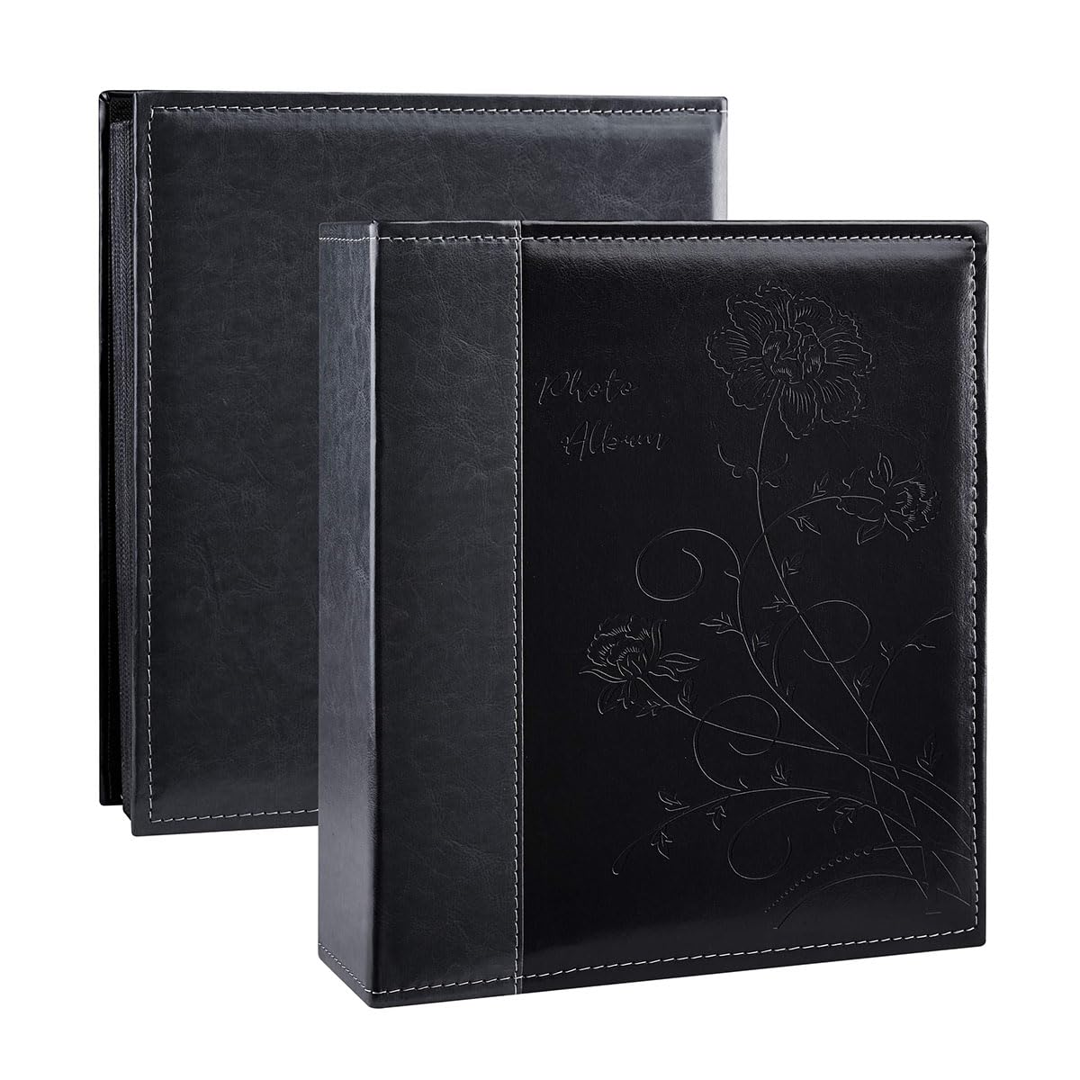 Miaikoe Photo Album 6x4 400 Photos Slip in, Extra Large Capacity Leather Cover Wedding Family Picture Albums Holds 400 Vertical 10x15cm Landscape Photos(Black) — image 1