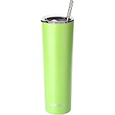 Ezprogear 34 oz Stainless Steel Slim Skinny Tumbler Lime Green Cup Vacuum Insulated with Straw (34 oz, Lime Green)