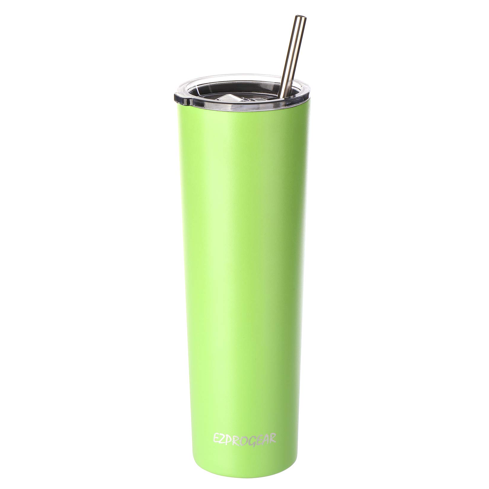 Ezprogear 34 oz Stainless Steel Slim Skinny Tumbler Lime Green Cup Vacuum Insulated with Straw (34 oz, Lime Green)