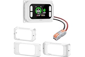 BOLTBLAZE 4-in-1 RV Carbon Monoxide & Propane Gas Detectors,Hardwired and Type-C 12V DC, HD Screen Display for CO,Gas,Temp,Humidity with 3 Different Brackets,White