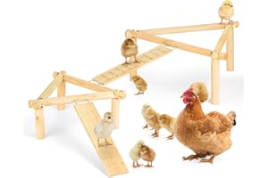 MOYARDOW Chicken Perch Strong Pine Wooden Chick Jungle Gym Roosting Bar, Training Perch Toys for Baby Chicks, 3-IN-1Chick Perch for Coop and Brooder for Large Bird, Chicks, Parrot