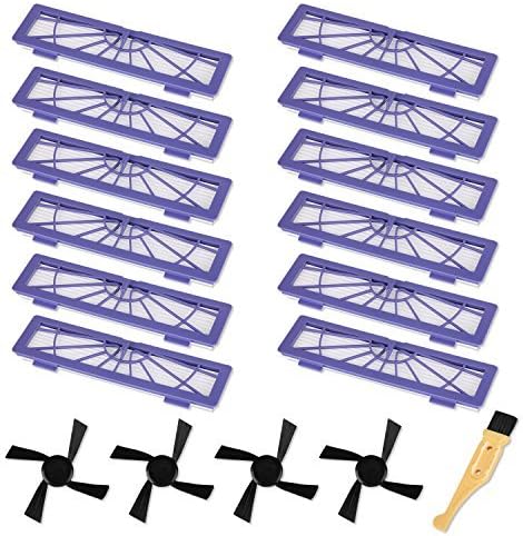 GHB Replacement Kit 17Pcs for Neato Botvac 12Pcs Filters 4Pcs Side Brush 1Pcs Cleaning Brush Compatible with Neato Botvac D80 D85 D3 D5 Robot Vacuums (Purple,Black,Yellow, Neato Botvac 17 Pcs)