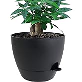 UOUZ 12 inch Large Self Watering Pots, Plastic Planters with 60oZ Removable Deep Reservoir and Multi Mesh Drainage Holes for Indoor Outdoor Garden Plants and Flowers, Black