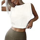 MLXSJ Crop Top Athletic Shirts for Women Workout Sleeveless Gym Tops Cute Ribbed Yoga Running Tank Tops