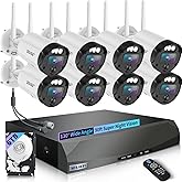 【90ft Super Night Vision】 5MP Outdoor Wireless Security Camera System, Wireless Cameras for Home Security, Home Video Security Cameras, WiFi Surveillance DVR Kits