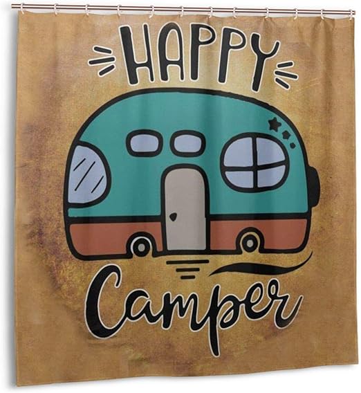 Oforp Shower Curtain For Bathroom Decor Curtains Set Happy Camper Svg Free Fabric Bath Curtains With Hooks 150cmx180cm Amazon Co Uk Kitchen Home