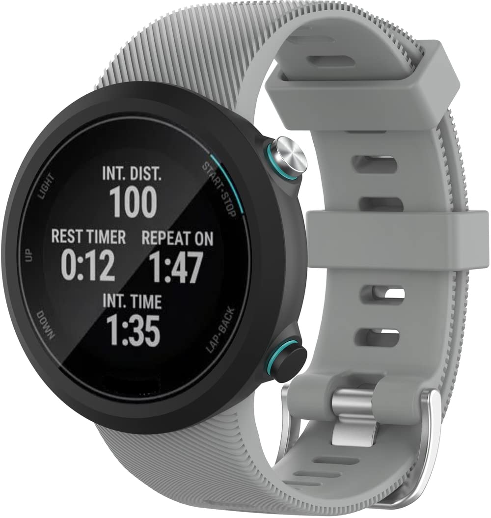 Chainfo compatible with Garmin Forerunner 45 / Forerunner 45S / Swim 2 Watch Band, Soft Silicone Sport Replacement Bands for Active Lifestyle NO230917 (Grey)