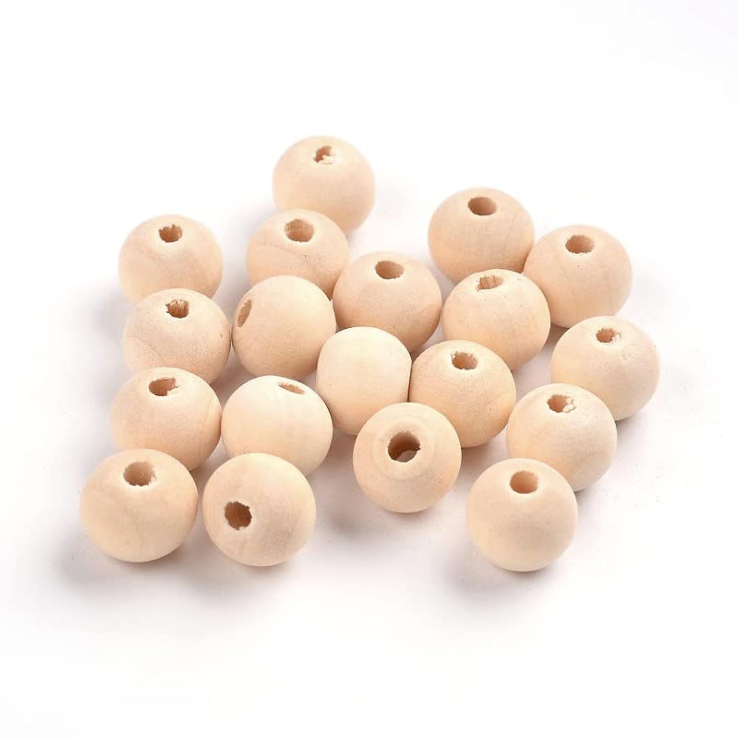 Perlin Wooden Beads 6/8/10/12/14/16/18/20 mm Natural Colour Colourless Wooden Balls for Threading Craft Wood with 2~4 mm Hole Spacer Beads (10 mm, Pack of 200)