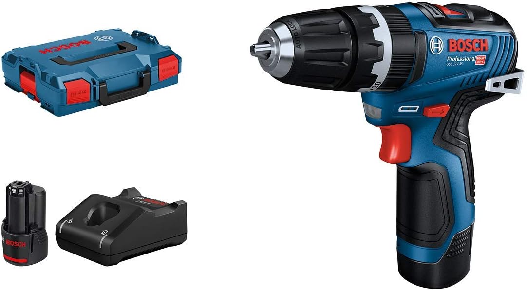 Bosch Professional 12V System Cordless Combi GSB 12V-35 (incl.2X GBA 3.0Ah Battery, GAL 12V-40 Charger, 1x Belt Clip
