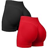 OQQ Women 2 Piece Workout Shorts Butt Lifting High Waist Yoga Athletic Gym Seamless Shorts