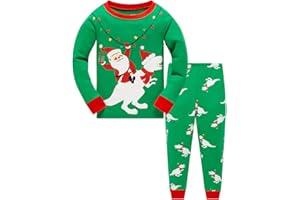 Popshion Kids Christmas Pajamas Sets Cotton Long Sleeve Toddler Girl Christmas Elf PJs Boy Holiday Xmas Jammies