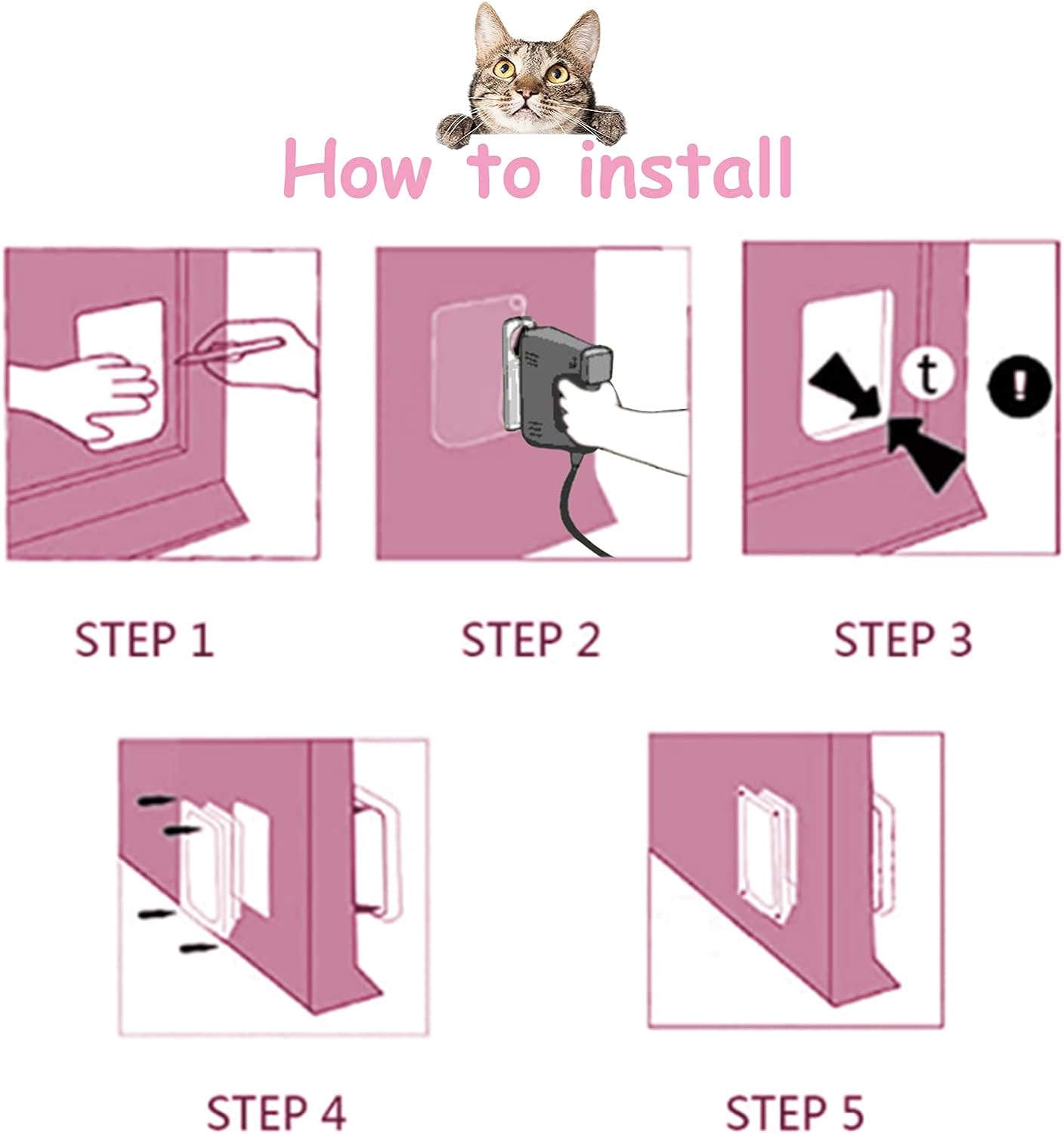 EGETOTA Cat Door Flap Medium (Outer Size 7.5" x 7.8"), 4 Way Locking for Interior Exterior Doors, Weatherproof Pet Door for Cats Doggie Kitties & Kittens, Easy Installation: Kitchen & Dining