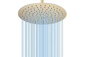 BSTIIU 12 Inch Round Rainfall Shower Head, High Pressure Overhead Shower Heads, Wall Ceiling Mounted Ultra Thin Stainless Ste