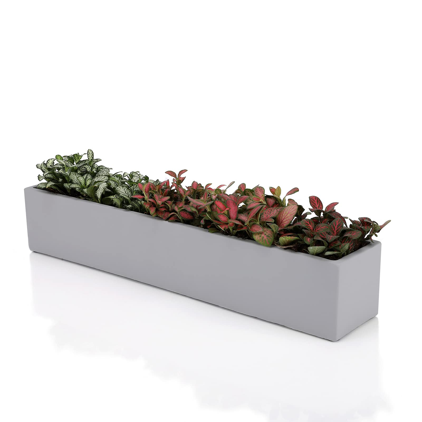 Ten-stone 14.5-Inch Gray Unglazed Rectangle Concrete Succulent Planter Windowsill Boxes