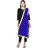 themilestocks Woman's Embroidered Chiffon Dupatta Scarf Shawl Wrap Soft Indian Bridal Wedding - Off White