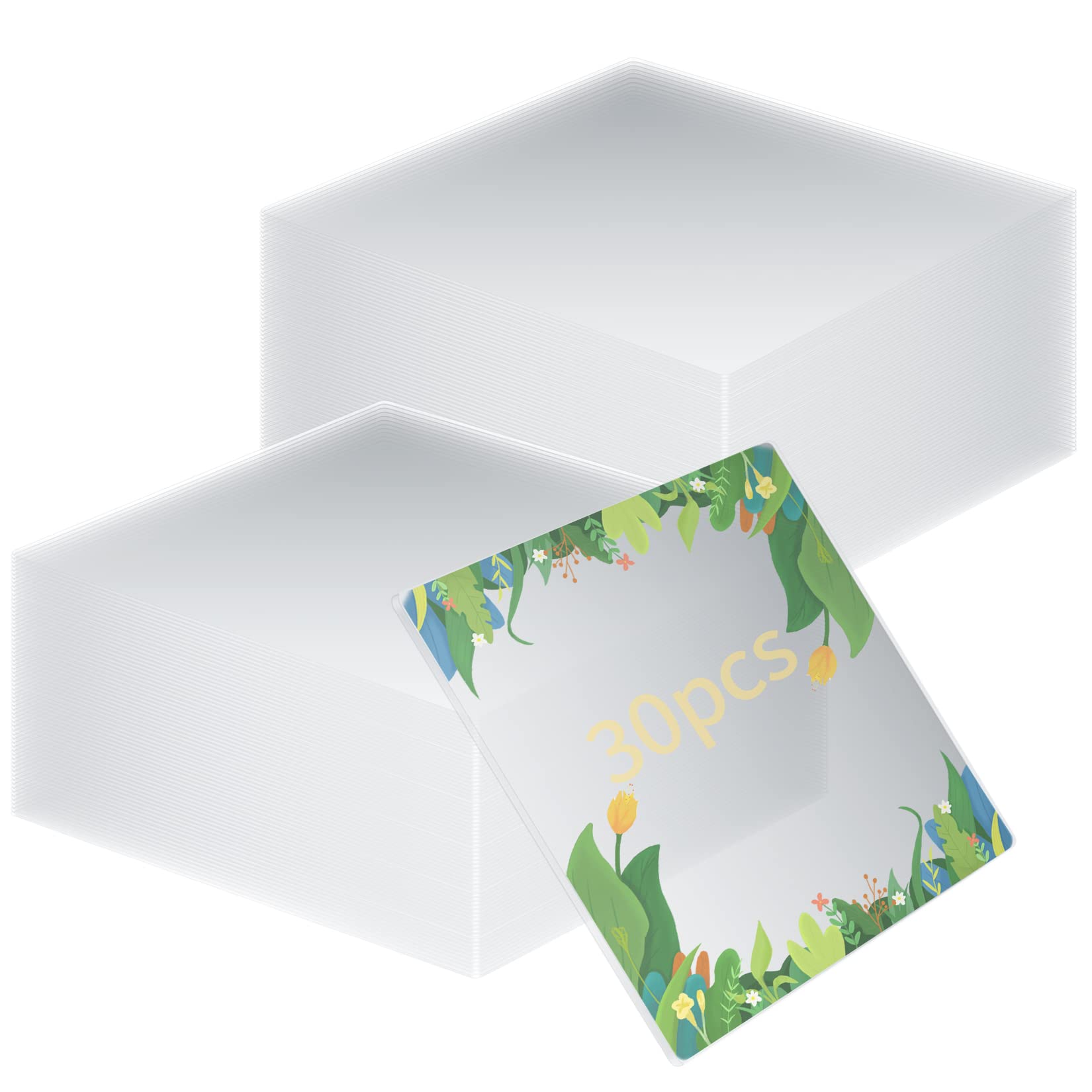 30 Pieces Clear Acrylic Sheets, Transparent Acrylic Blanks Panels, 10 cm/4 inch Square Acrylic Plastic Panel Sheets Signs for Picture Frame Painting DIY Crafts Display Base Stand Projects