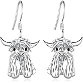 Highland Cow Earrings 925 Sterling Silver Cow Earrings Cute Animal Jewelry Gifts for Girls Daughter Birthday Gifts