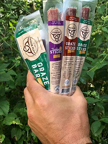 Mission Meats Ultimate Sampler Pack Grass Fed Beef Sticks & Bars & Free Range Turkey Sticks Gluten Free MSG Free Nitrate & Nitrite Free Paleo Friendly Whole30 Meat Sticks