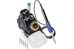 WEP 937D-I 3 Cordless Soldering Iron Kit Compatible with Milwaukee 20V/18V Battery, with Integrated Iron Holder, Digital Display, 6 Soldering Tips, Adjustable Temperature, Auto Sleep & Shutdown