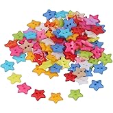 Star Shape Buttons, 200 Pcs Plastic DIY Durable Sewing Buttons Smoothing Cut Edge Widely Used Not Fade 2 Holes Rustic Buttons