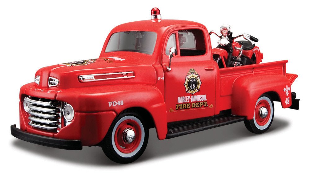 Maisto 532191 - 1:24 Harley-Davidson Ford F-1 Pickup 1948 und EL Knucklehead 1936, Miniaturmodelle