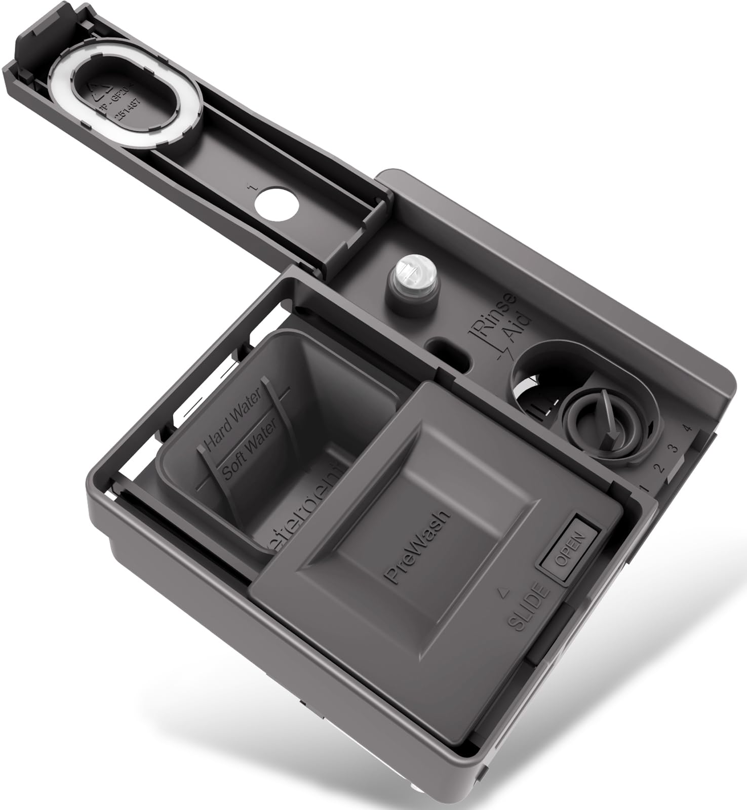 Photo 1 of Upgraded W10876529 Dishwasher Detergent Dispenser Compatible with Whirlpool Kenmore Jenn-Air Dishwasher Soap Dispenser Replacement Parts W10620297 W10620299 AP6024305 PS11738149 Rinse Aid Dispenser