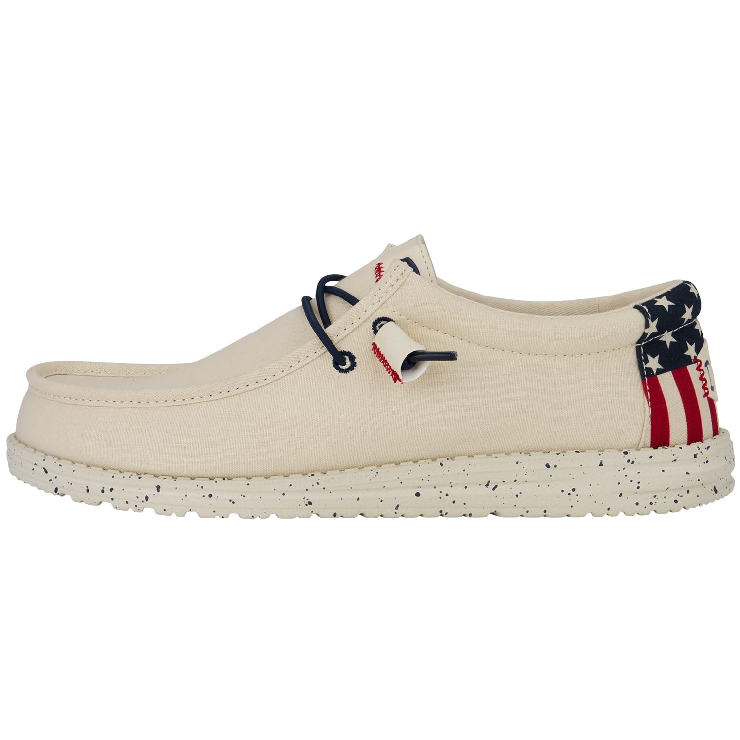 HEYDUDE Men's Wally Americana Off White Size 11 | Men's Shoes | Men Slip-on Loafers | Comfortable & Light-Weight Image