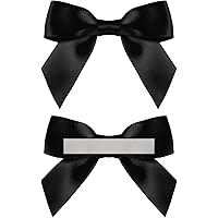 60pcs Black Satin Ribbon Bows - 2x2.5 Inch Self-Adhesive Mini Bows For Gift Wrapping